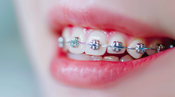 ワイヤー矯正をしている歯
