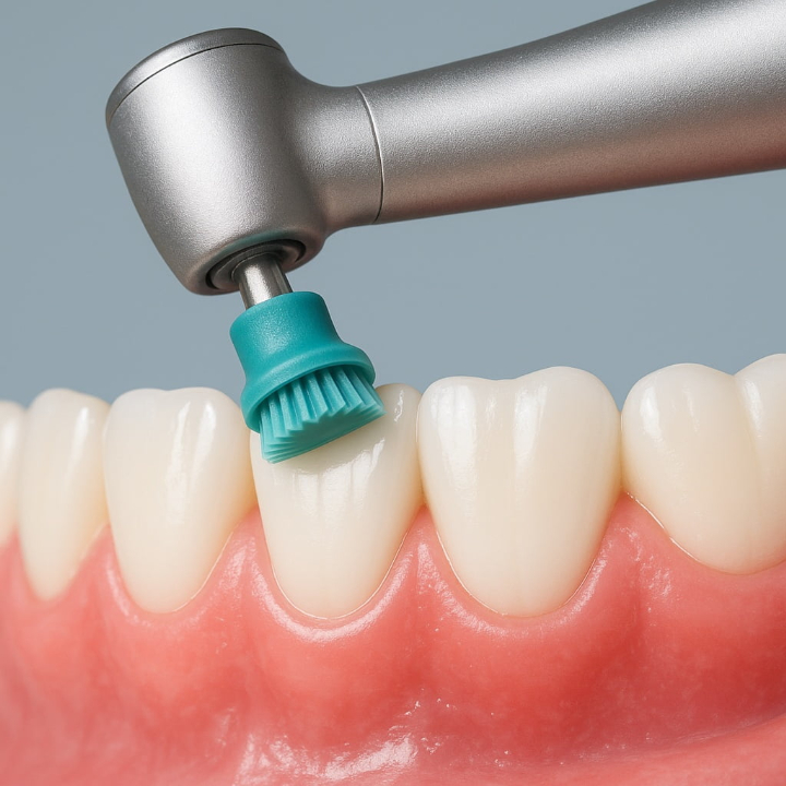口臭改善のために歯科医院で歯のクリーニングをするイメージ