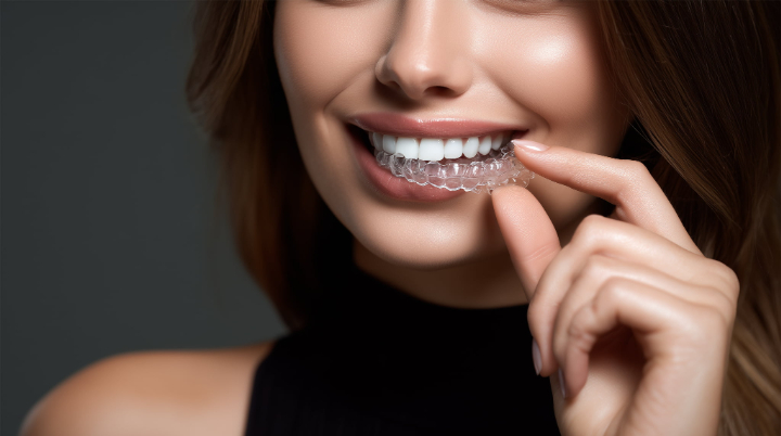 マウスピースを外す女性