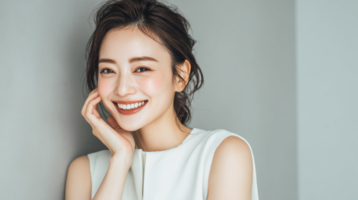 インビザラインですきっ歯が治って笑顔の女性