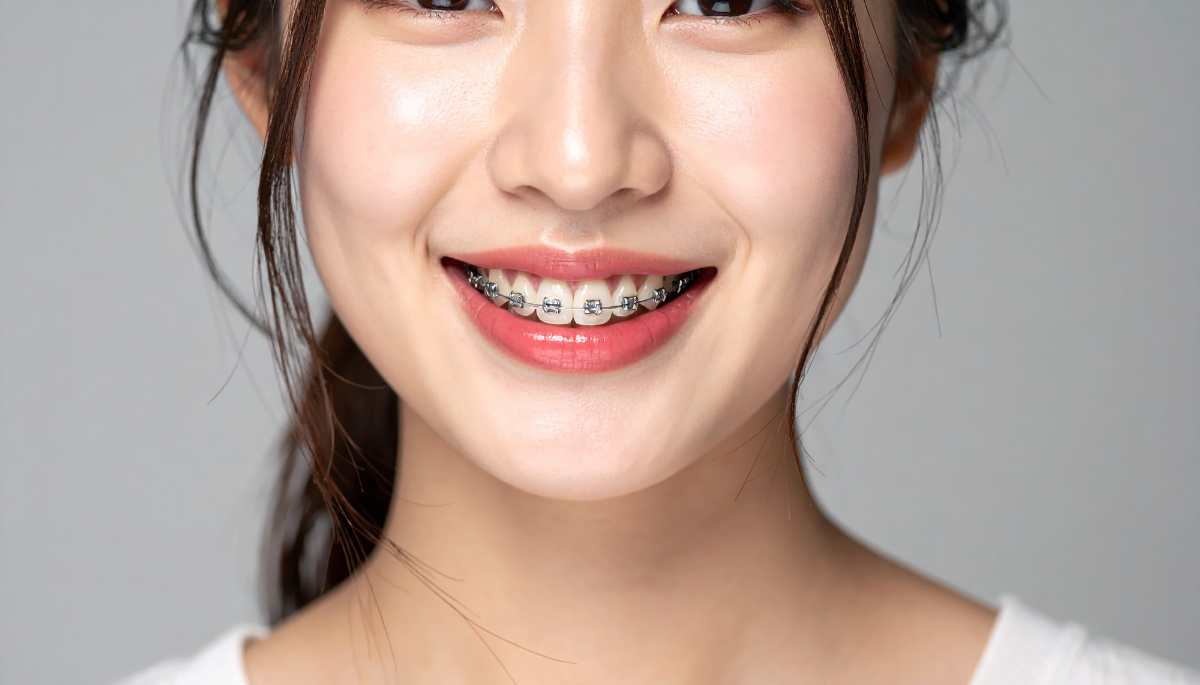 出っ歯ワイヤー矯正中の大人の女性