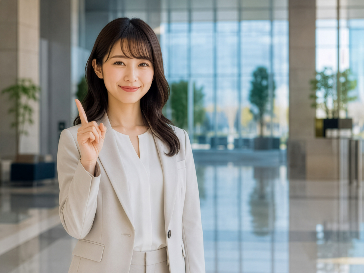 インプラント治療後のメンテナンスの重要性を伝えている女性